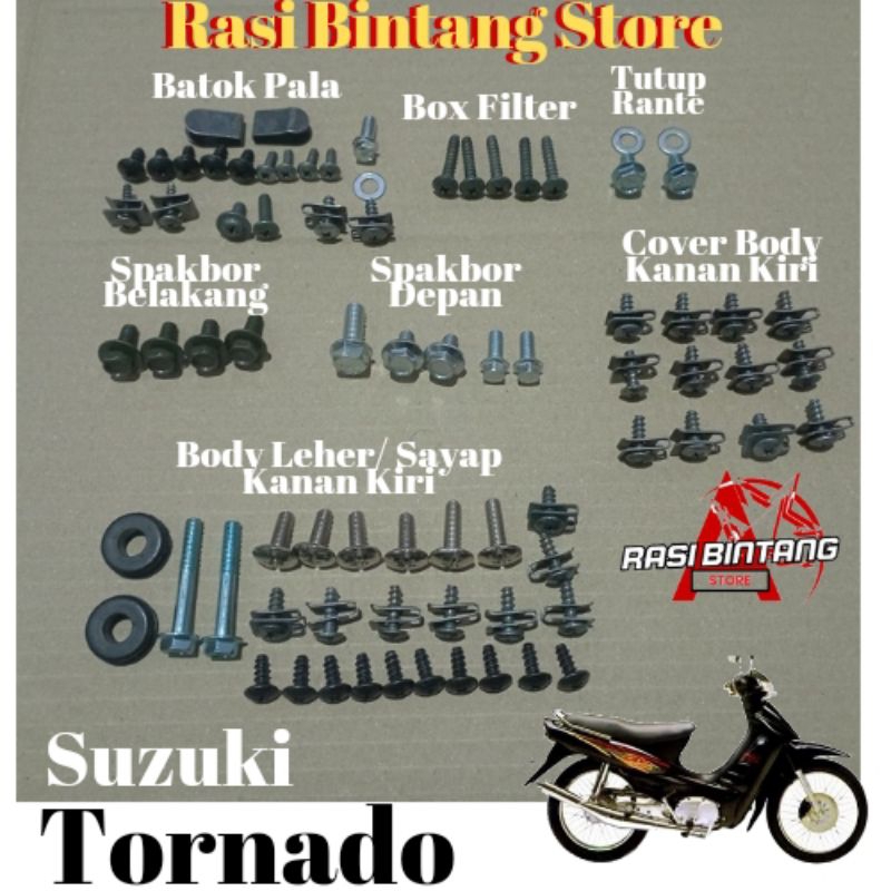 Cod / Gratis Ongkir / Baut Fullset Body Suzuki Tornado Gs Gx / Baut Tornado Gx Gs / Baut Full Set Bo