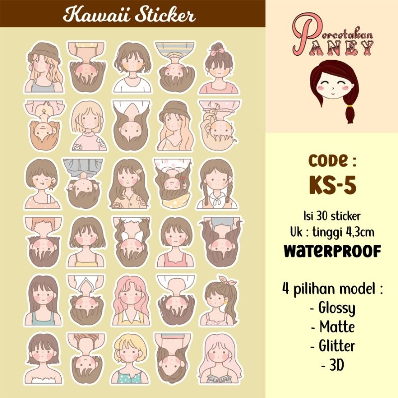 

Kawaii Stiker Cute Stiker Lucu Perempuan Vintage Cewek Stiker Helm Laptop Dekorasi Laptop Helm Casing Handphone