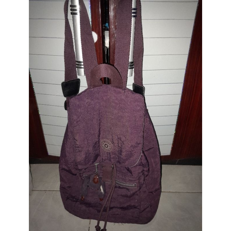 Ransel kipling original lengkap nomor seri warna purple cantik preloved monza bag