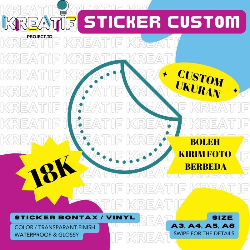 

CETAK STIKER CUSTOM BONTAX / VINYL A3+ [18K] WATERPROOF CUSTOM UKURAN HASIL BERWARNA / TRANSPARANT