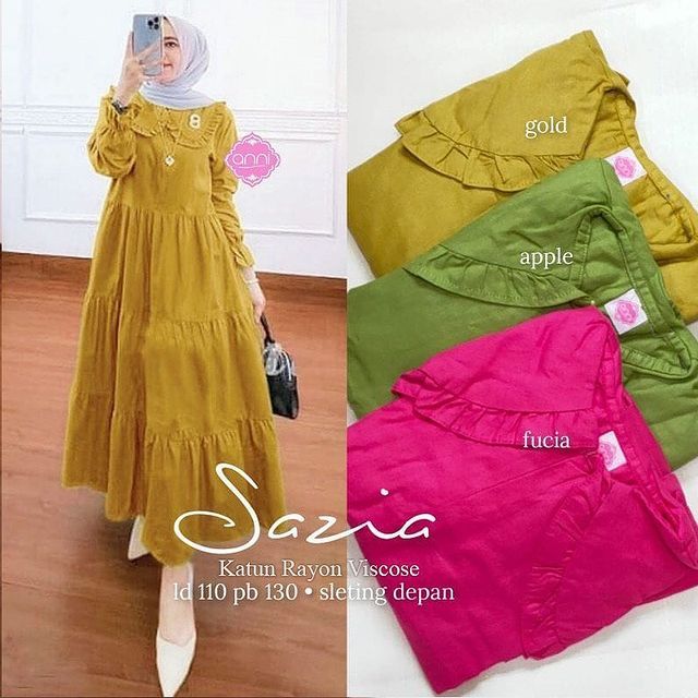 SAZIA MIDI DRESS / DRESS MIDI WANITA BAHAN KATUN RAYON VISCOSE - JOPYNA