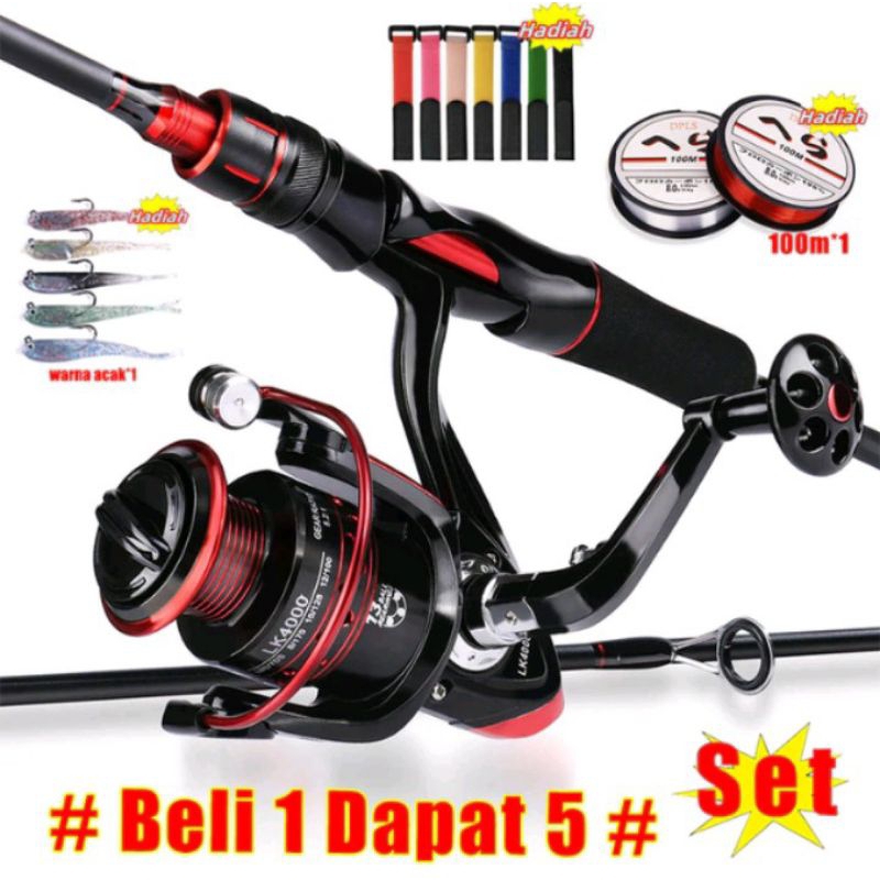 #set joran pancing daido beli 1 gartis 5 aksesoris pancing panjang 2,1 reel pancing 5000