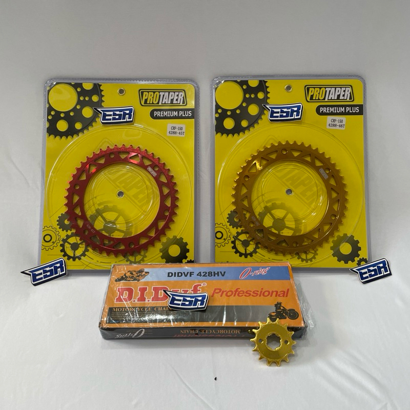 Gearset Gear Belakang 428 Protaper CRF 150 CNC Rantai DID 428-120L O-Ring Gold