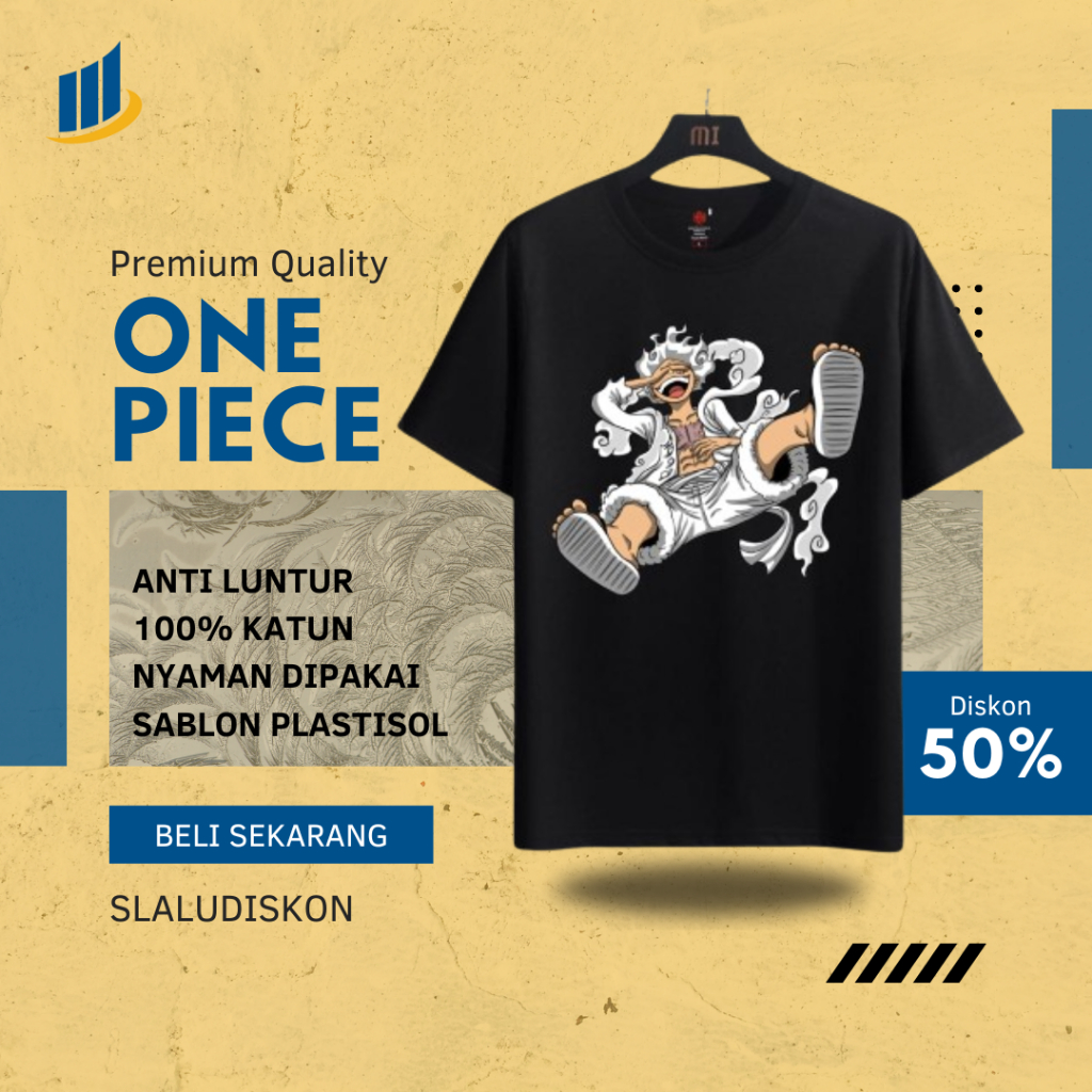 [TERBARU] ONE PIECE AD 15 | Baju Kaos T Shirt Distro Unisex  | Lengan Pendek Oversize | Bahan Katun 