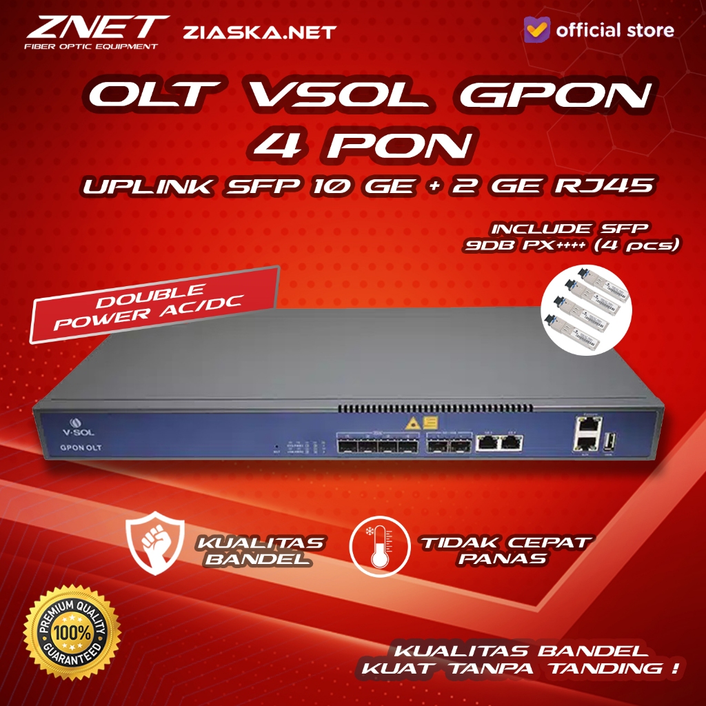 NEW OLT GPON VSOL 4 PON V1600G0-B, AC+DC,+4SFP 9DB GPON 3 LAYER MURAH DOUBLE POWER