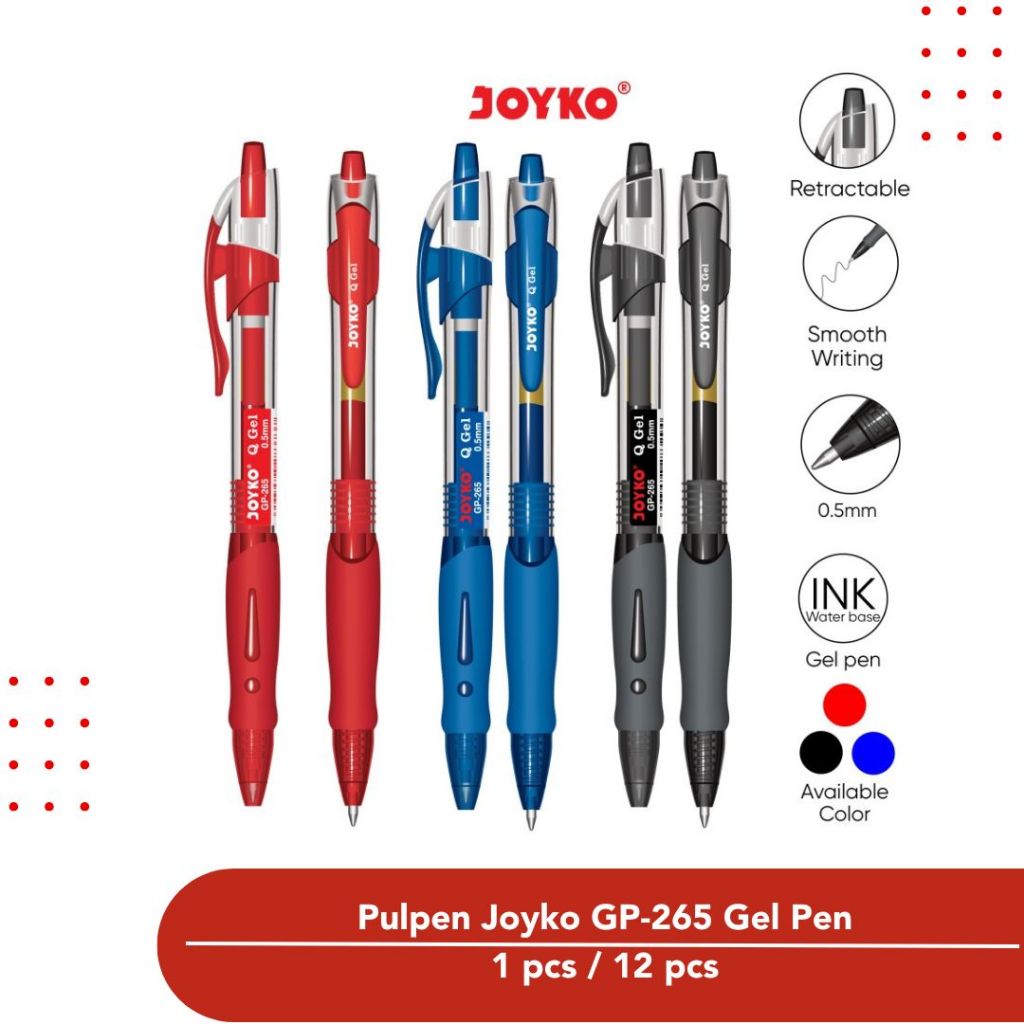 

Pena Joyko Gel GP-265 Hitam / Biru / Merah 0.5mm