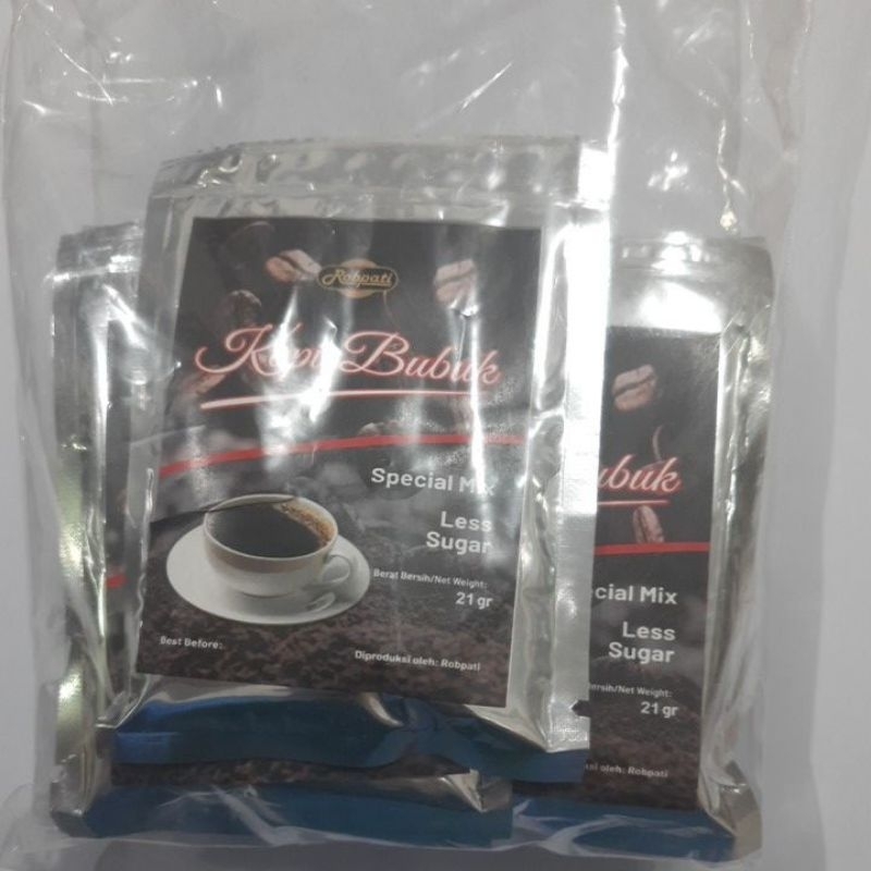 

Kopi Robusta isi 10 sachet / Kopi Bubuk Spesial Mix Less Sugar 21gr 10 sachet