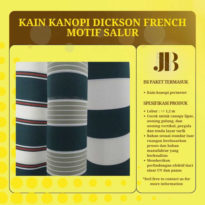 NJB ONLINE STORE - BAHAN KAIN KANOPI MOTIF SALUR DICKSON FRANCE UNTUK KEBUTUHAN OUTDOOR KANOPI AWNIN