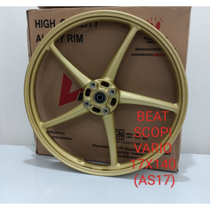 VELG DEPAN MOTOR HONDA BEAT SCOPI VARIO GENIO RING 17 X140 V ROSSI ORIGINAL