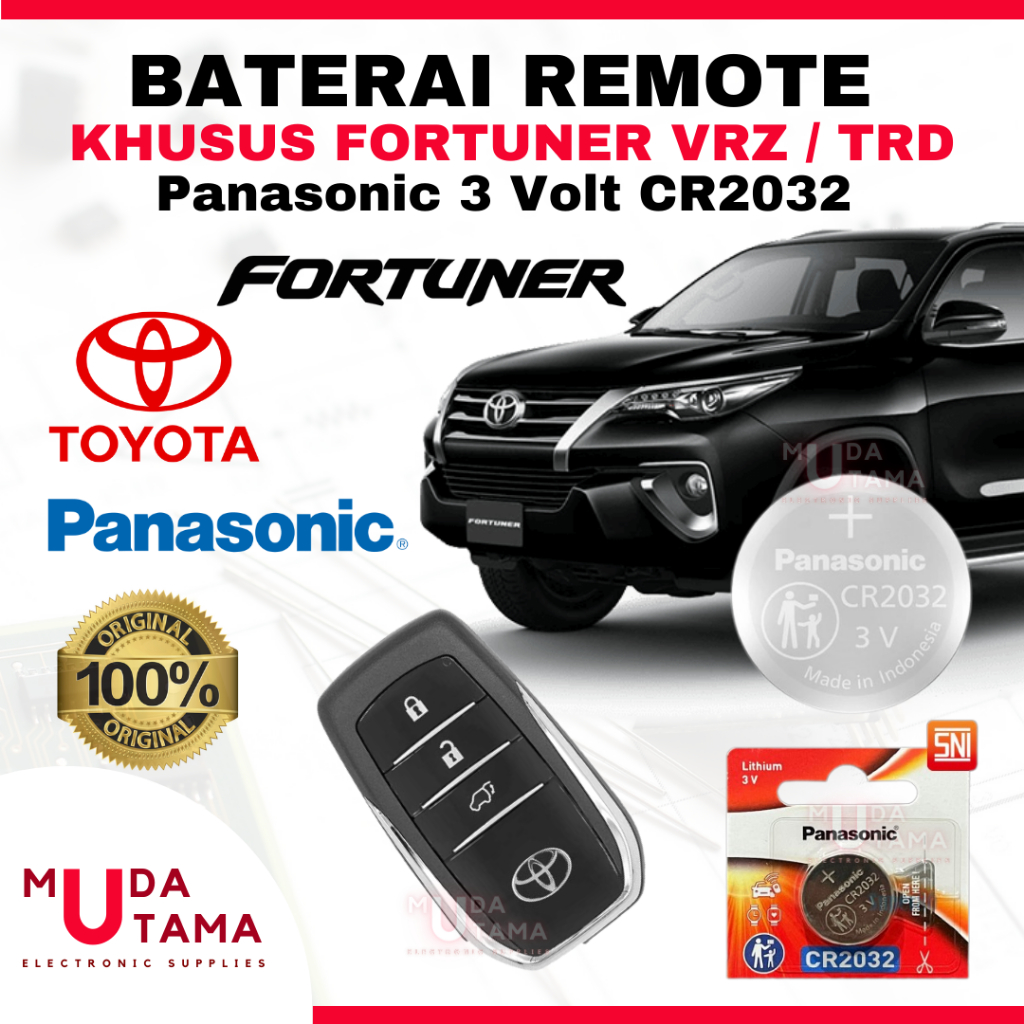 Baterai Remote Mobil FORTUNER VRZ TRD - ORIGINAL PANASONIC CR2032 3 Volt | Battery Remote TOYOTA FOR