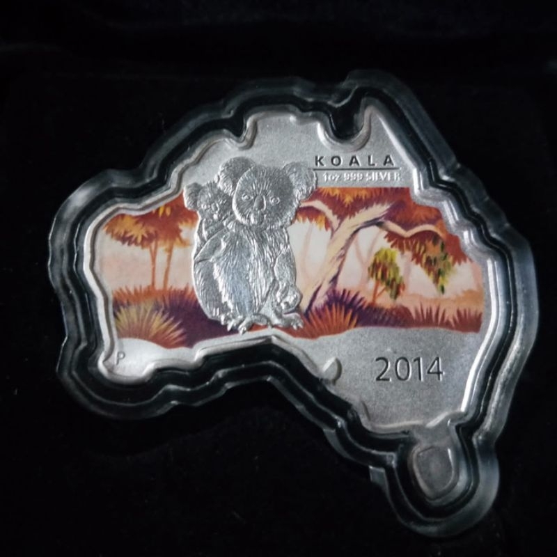 Perak Australia mapshaped Koala 2014- 1oz silver coin