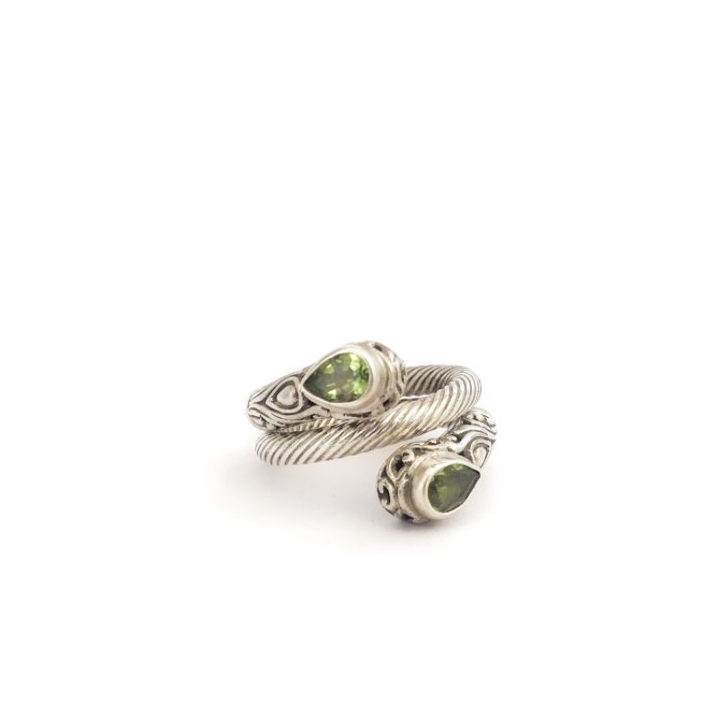 Cincin Ring Silver Perak Bali Asli 925 ukir Tumpuk Lilit Batu dua Wanita Pria Costun Elegan