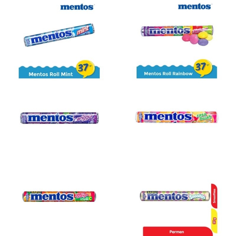 

MENTOS PERMEN isi 37 Gram Berbagai Varian Rasa