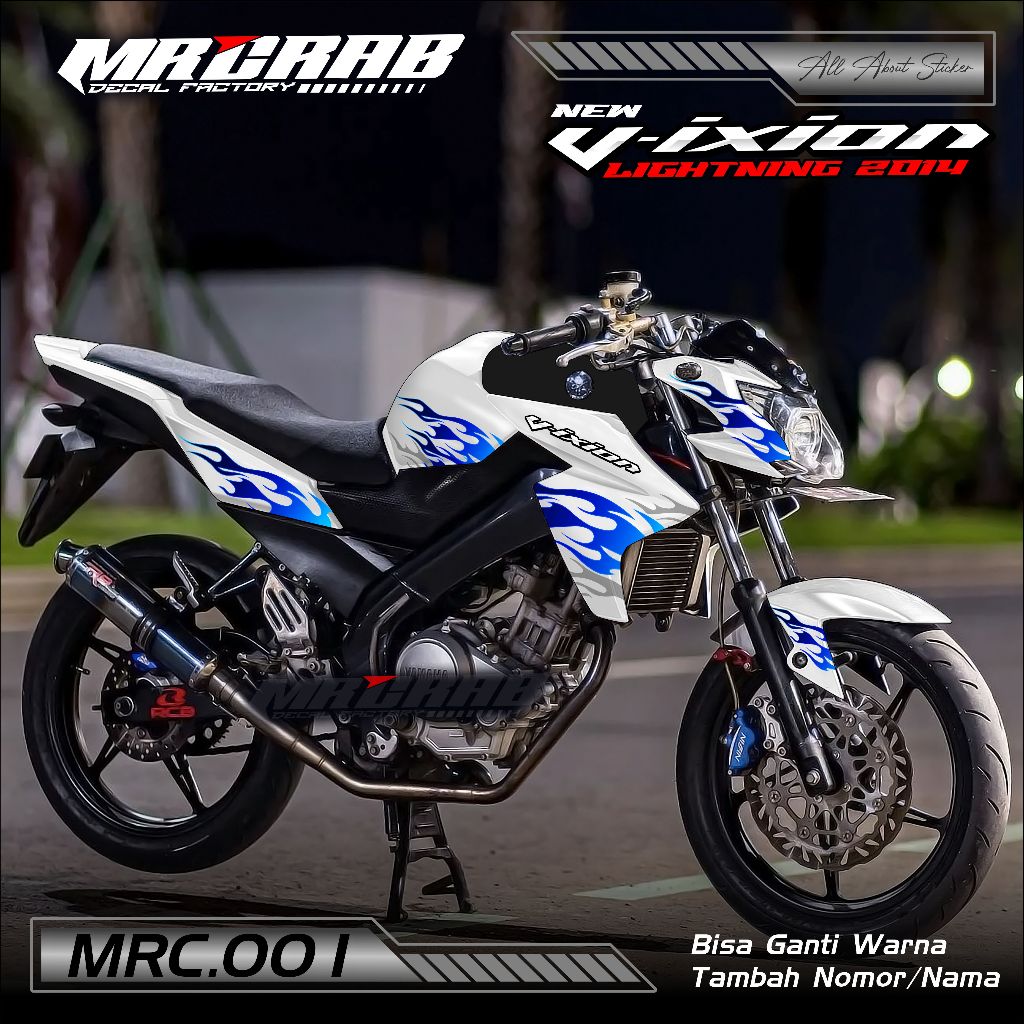 001 NEW DESIGN STICKER DECAL VIXION NVL 2014 - STICKER DECAL VIXION NVL 2014 MOTIF HOT FIRE BG PUTIH