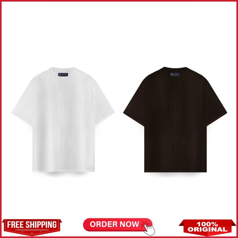 [ORIGINAL] RUCAS ALL SEASON Tailor Textured Knitting Tee White | Brown / Two In One Striped Shirt Bl