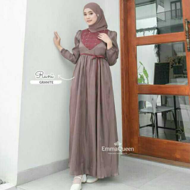 Runi Dress Original Emmaqueen Gamis Kondangan Muslim syari tersedia size XS-XXL