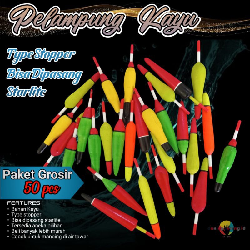 Paket 50pcs harga grosir Pelampung Kambangan Kimpul Pancing Bahan Kayu murah berkwalitas bisa dipasa