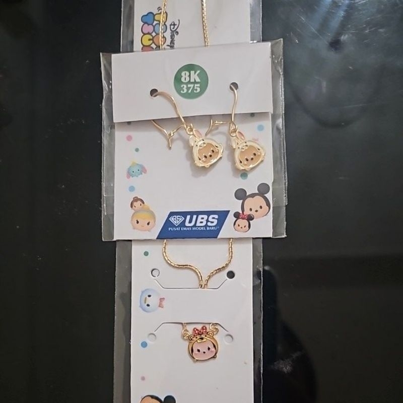 kalung dan anting anak mickey tsum2 UBS kadar 8K 375
