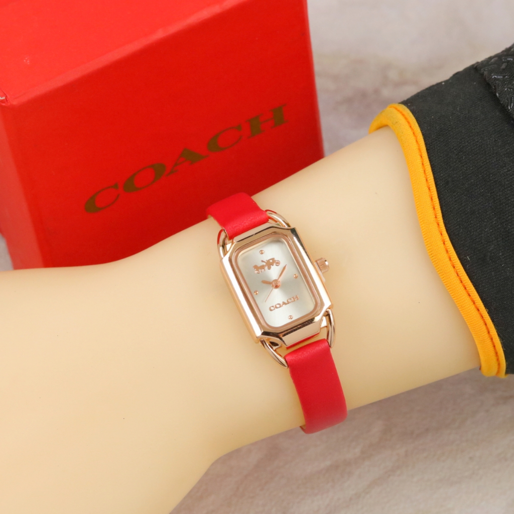 Jam Tangan Wanita Coach Mini Tali Kulit Body Rose Box Exclusive