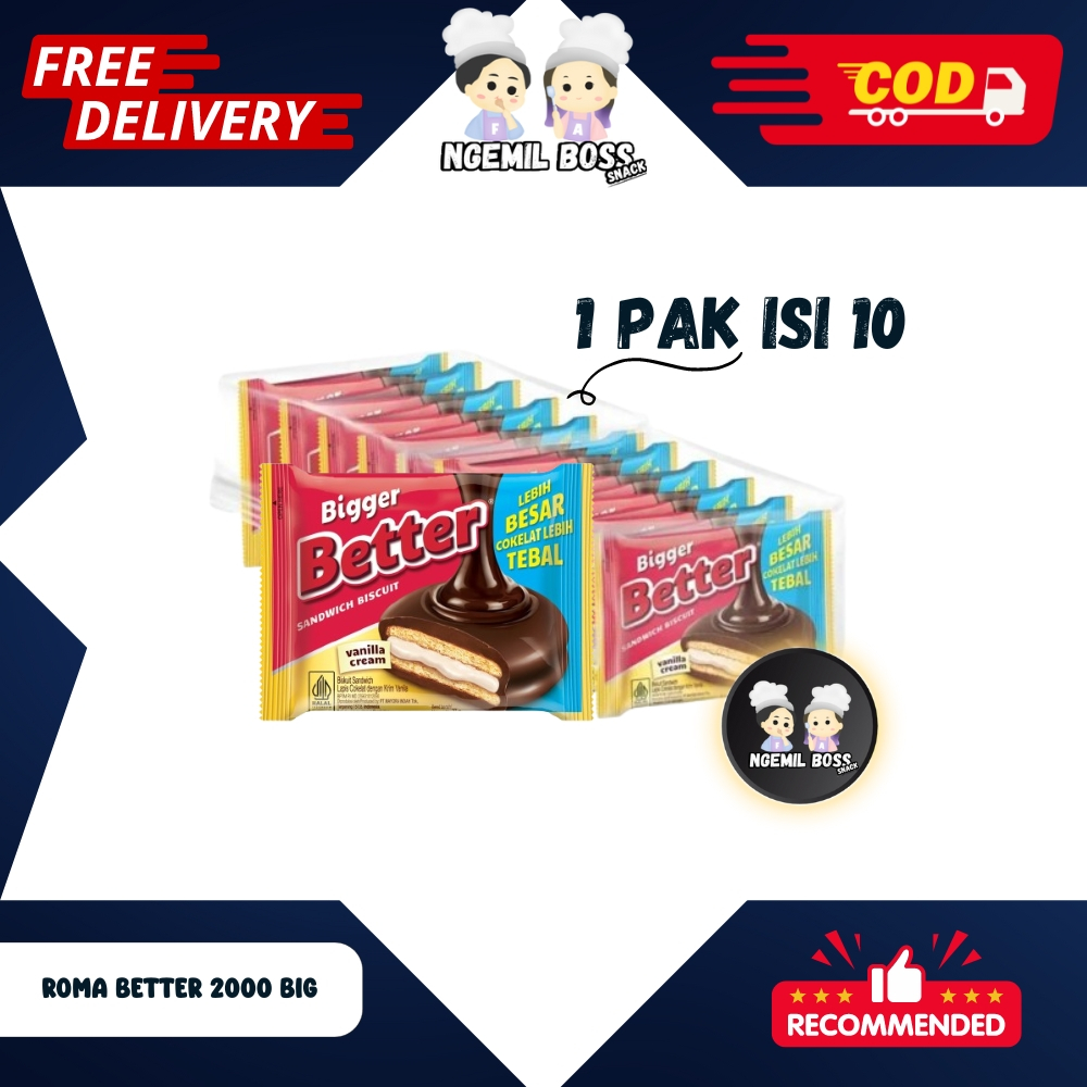 

Roma Better 2000 Bigger Sandwich Biscuit 1 Pack Isi 10 pcs Netto 27gr