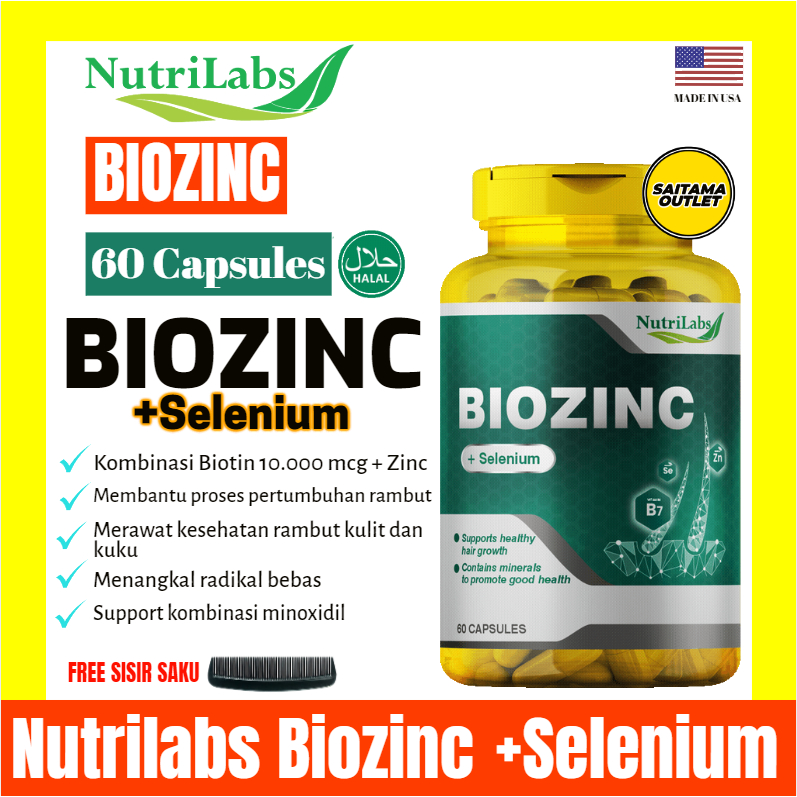 Nutrilabs Biozinc from the nature, support kombinasi Minoxidil, Biozinc vitamin penumbuh rambut