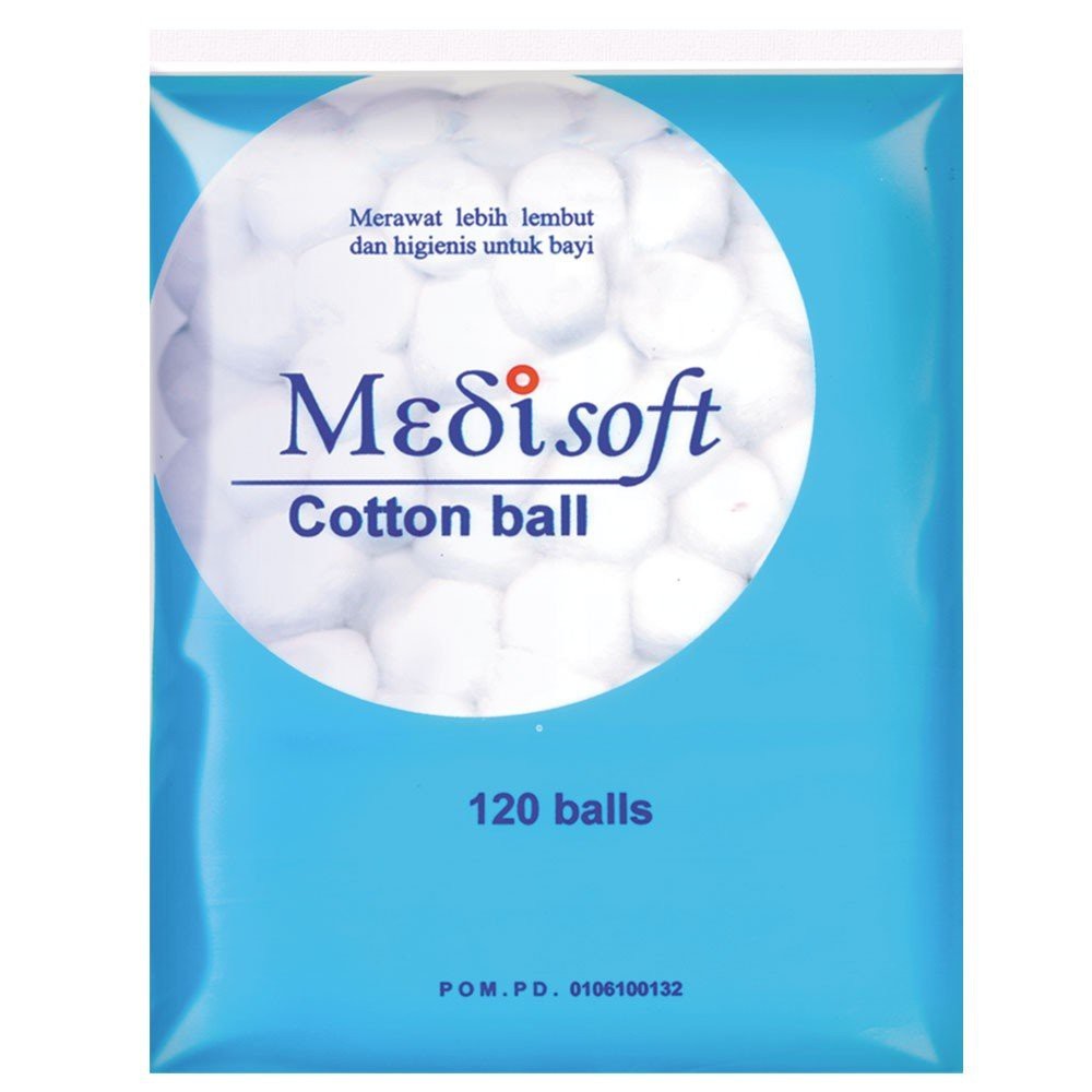 Kapas Bayi Bulat Medisoft 75gr isi 120 Balls / Bola Warna Biru Kapas Medis P3K
