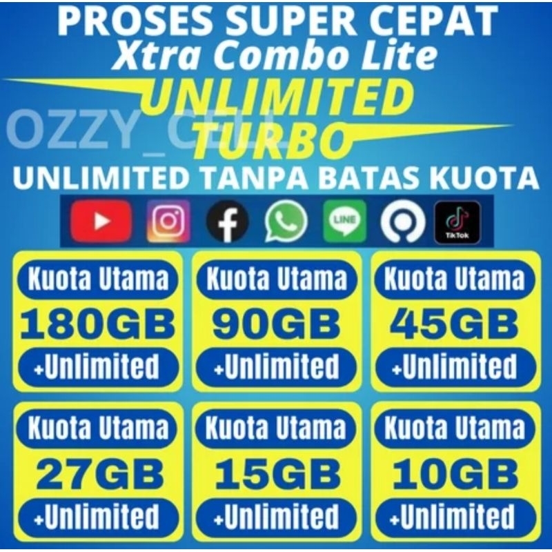 TERLARIS PROMO MURAH BANGET ISI ULANG KUOTA XL XTRA COMBO LITE UNLIMITED TURBO GRATIS YOUTUBE