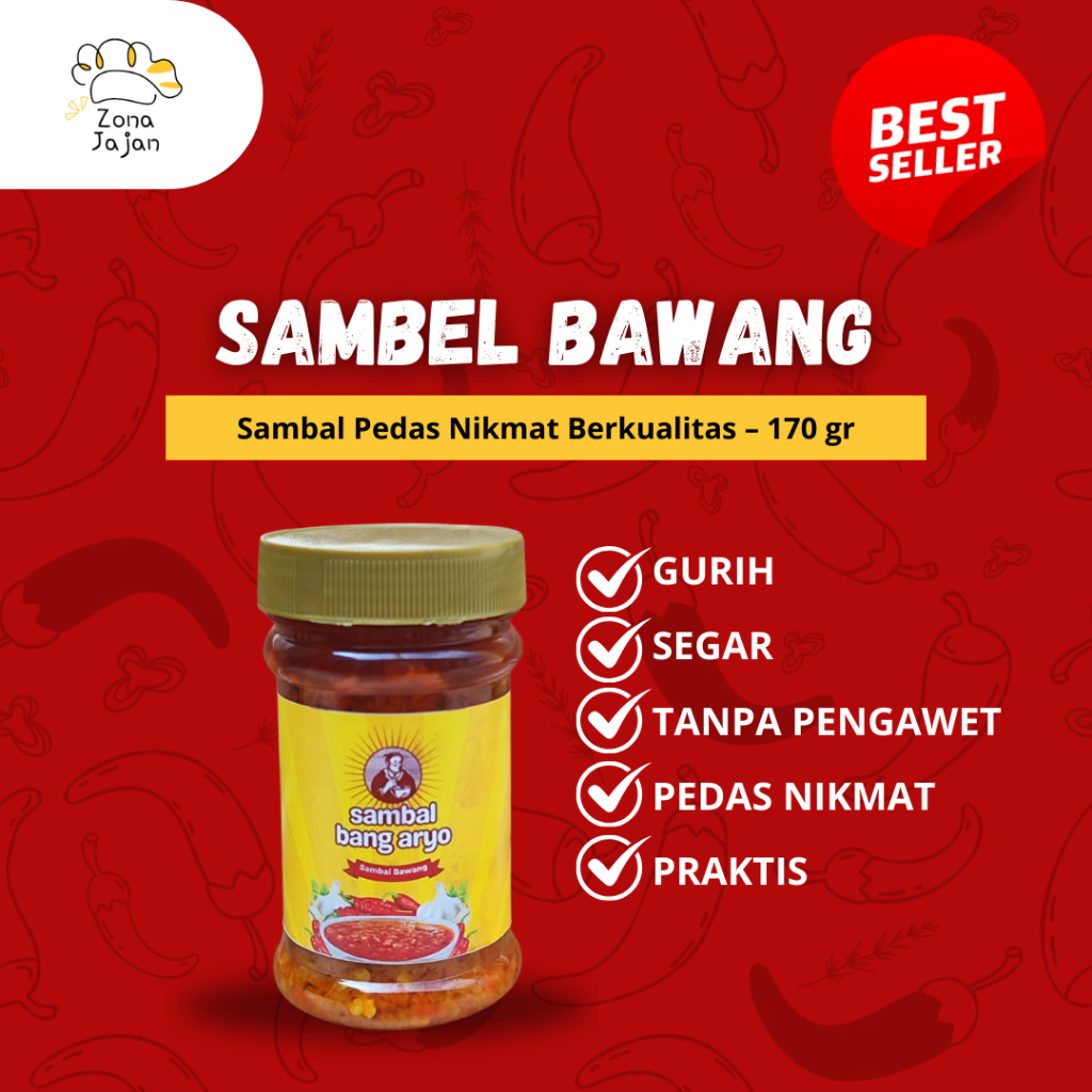 

sambal bawang - sambel pedas - sambel enak - sambal merah 170 gr-sambal bang aryo