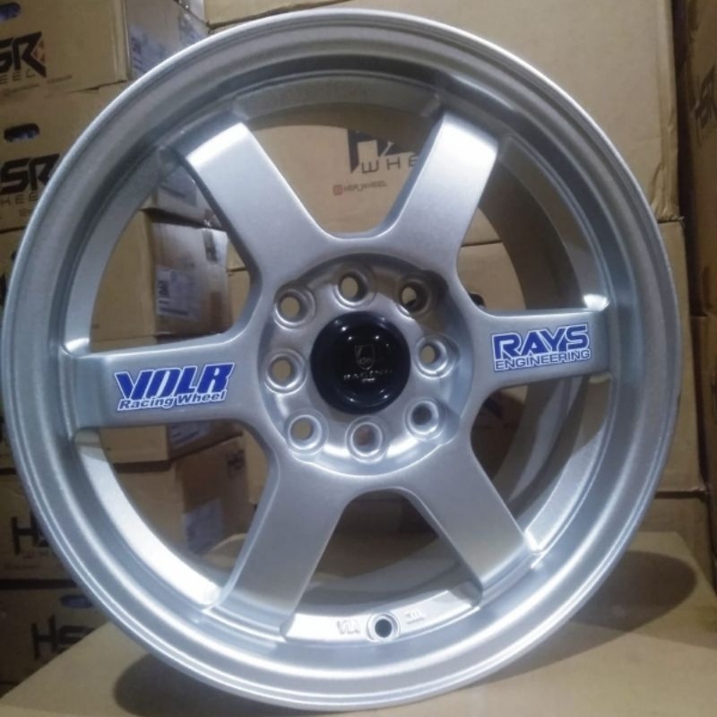 Velg mobil murah te37 ring 15 silver metalic pelak racing untuk mobil ayla, sigra, corola, soluna, x