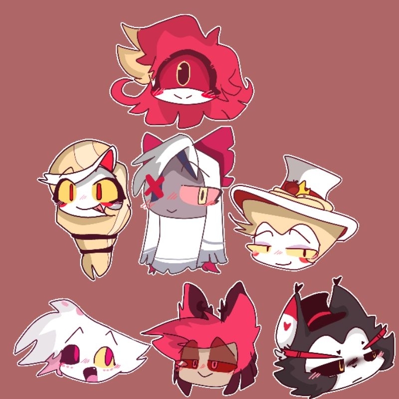 

7pcs Sticker Hazbin hotel Sticker glossy sticker hazbin lucu journal anti air waterproof stiker cartoon kartun