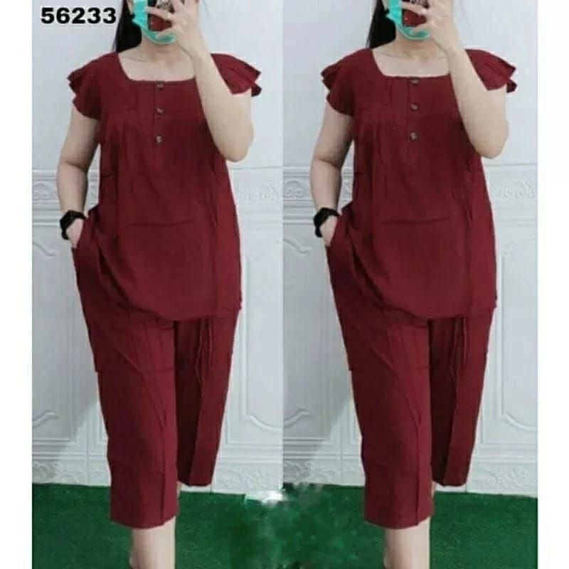 setelan rayon 7/8 kancing 3 busui frenly/setelan rayon bangkok