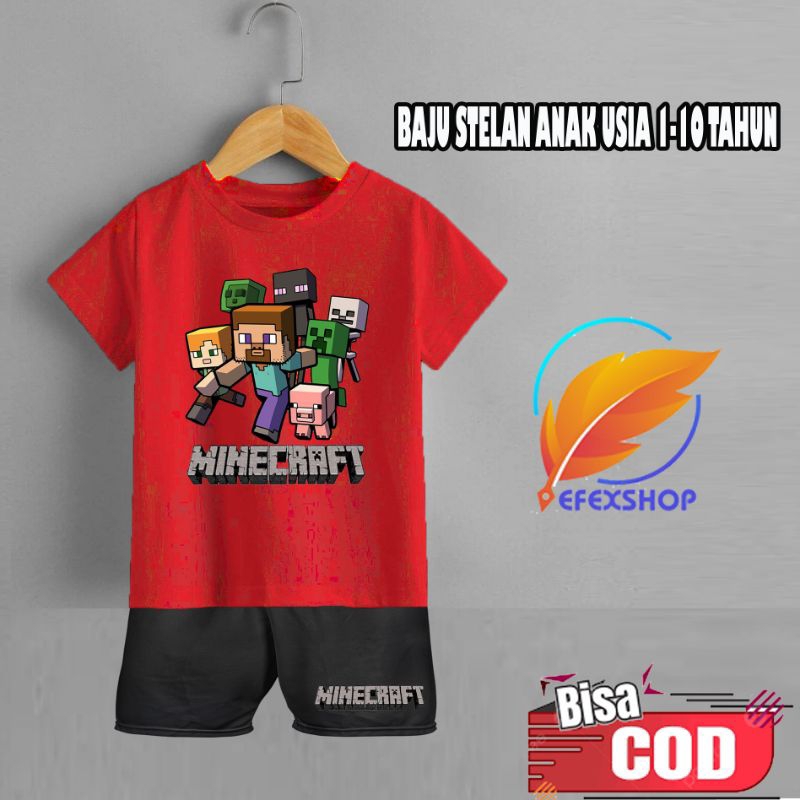 BAJU STELAN ANAK MINECRAFT BAJU KAOS STELAN ANAK MINECRAFT