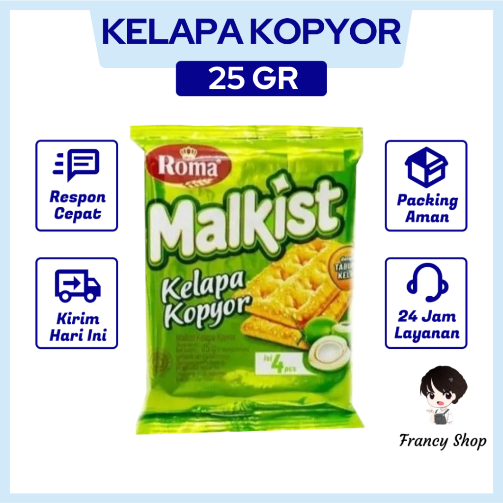 

Roma Malkist Kelapa Kopyor Biskuit Malkist Sachet 1 Pcs 25 gr