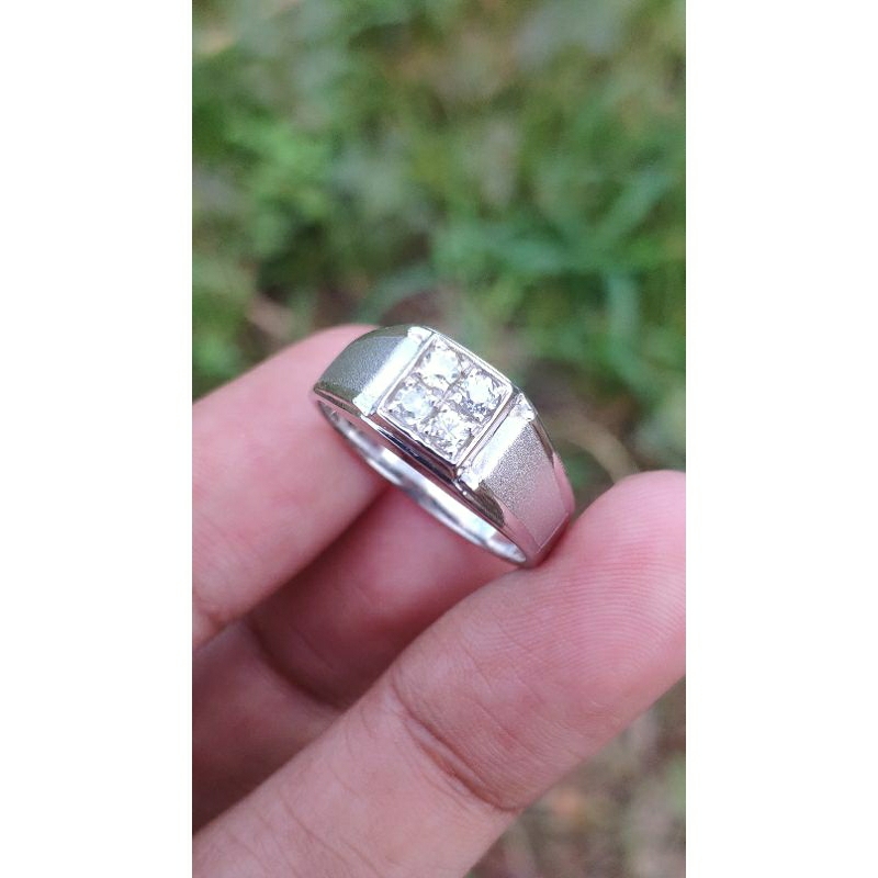 Cincin pria stempel cincin cowok simple cincin berlian Banjar cincin laki full berlian cincin silver