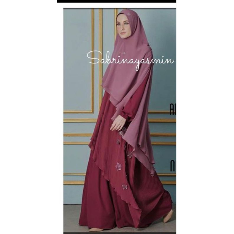 Khimar sisesa raspberry full Swarovski