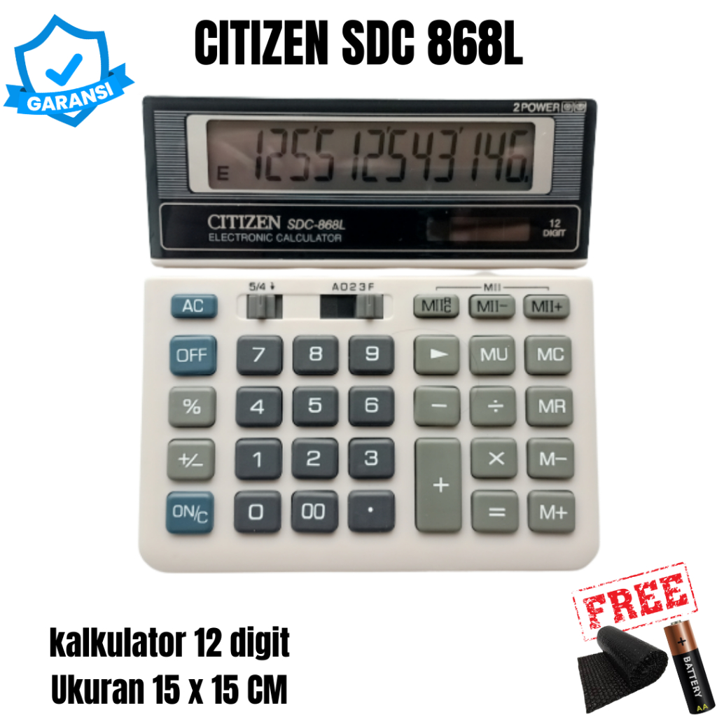

Kalkulator SDC 868L Dagang Toko Besar Awet 12 Digit Memory Dual Power Baterai Tenaga Surya