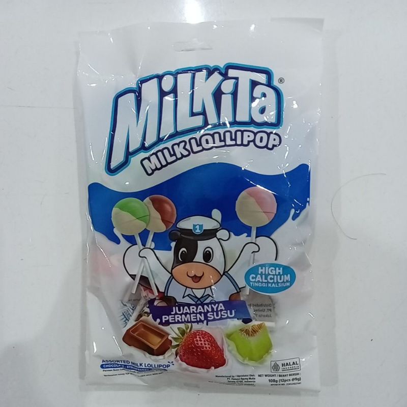 

Milkita Permen Susu Lollipop Aneka Rasa 108 gram / 12 pcs @ 9 pcs