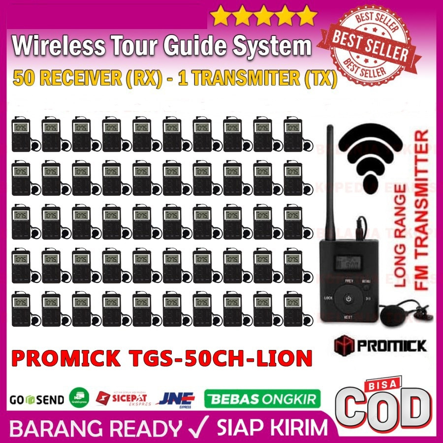 Wireless Tour Guide Interpreter System Audio Haji Umroh 1TX - 50CH LION RECEIVER