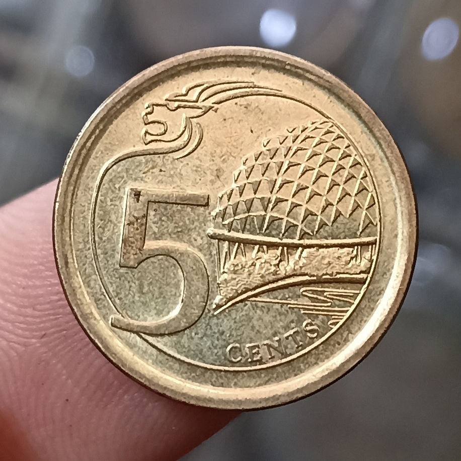 Koin Kuno Singapore 5 Cents