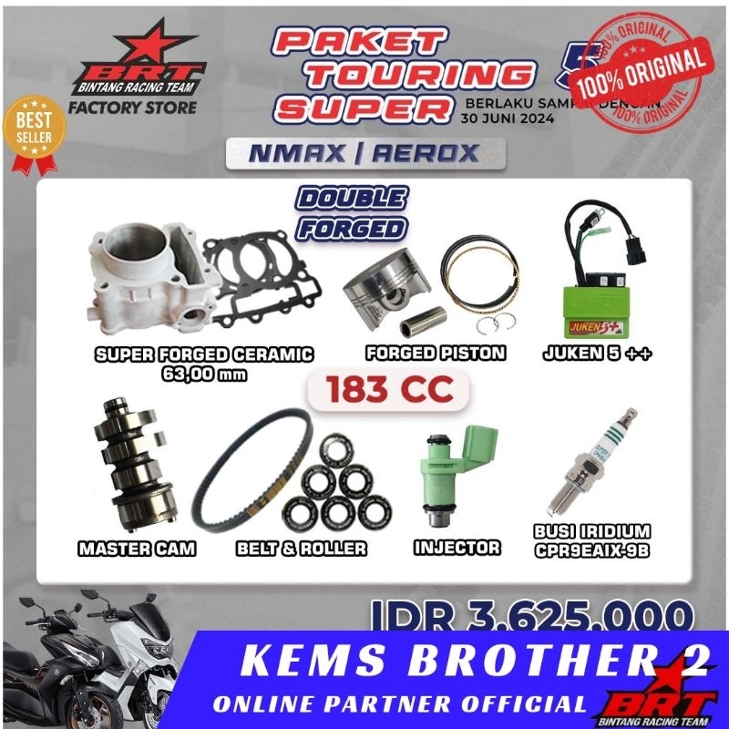 PAKET BORE UP BRT NMAX AEROX TOURING SUPER 5 ORIGINAL BRT