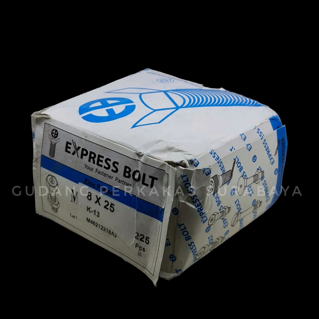 225 pc mur baut 8mm x 25mm P 1.25 mur baut kunci 13 mur baut mili 8 mm