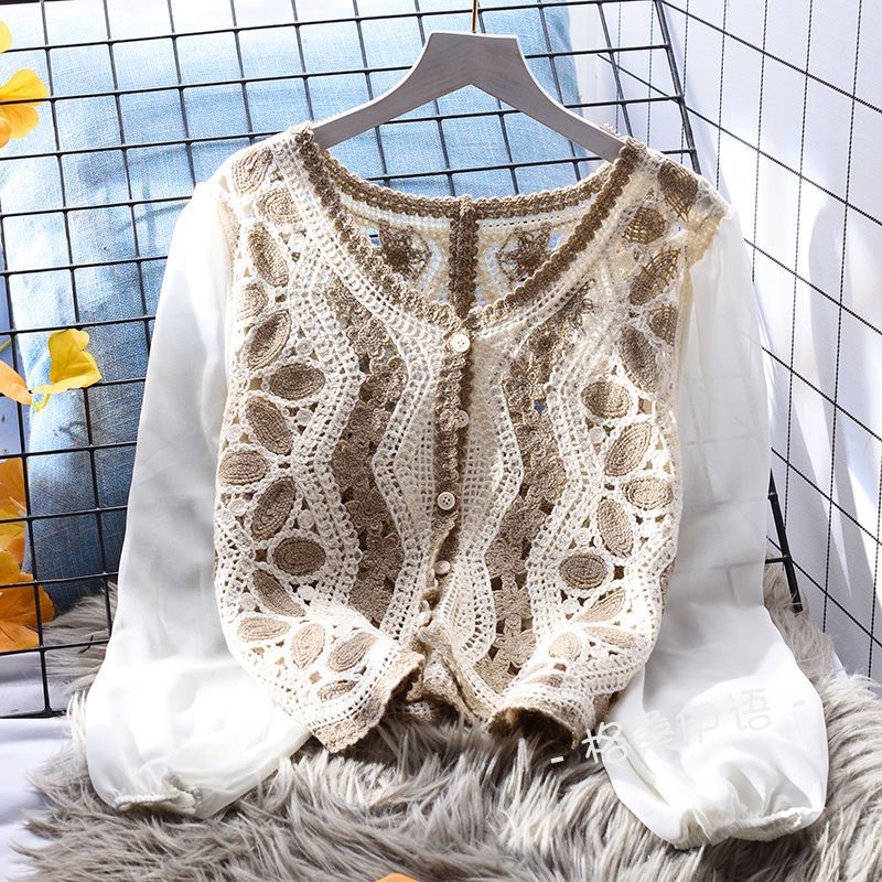 Atasan Rajut Motif Bunga Korea Style