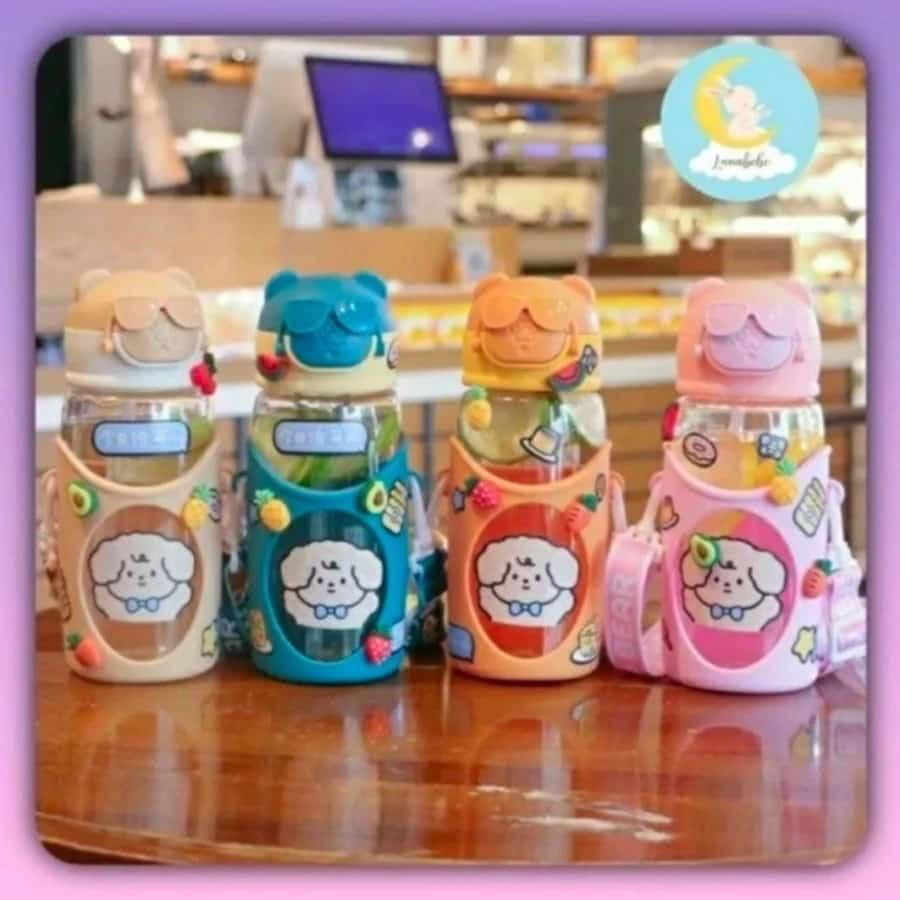 botol minum anak sedotan tali panjang wadah tempat minum boneka lucu