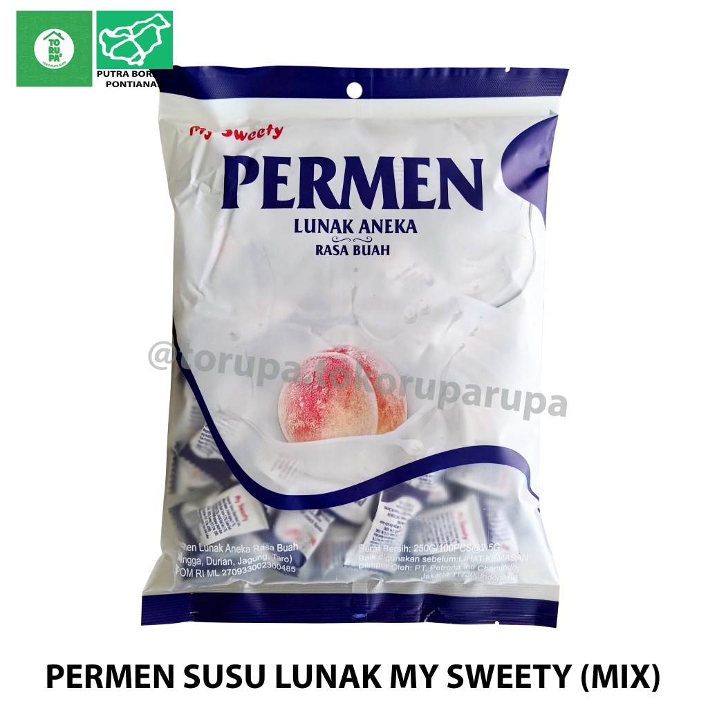 

Permen Lunak Aneka Rasa 250gr My Sweety / Permen Susu Rasa Aneka Buah / Snack Permen Imlek Lebaran