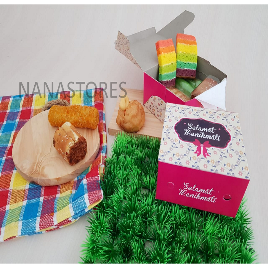 

iDk90 100 Pcs Dus Kue Ukuran 15x15, Snack Box 15x15