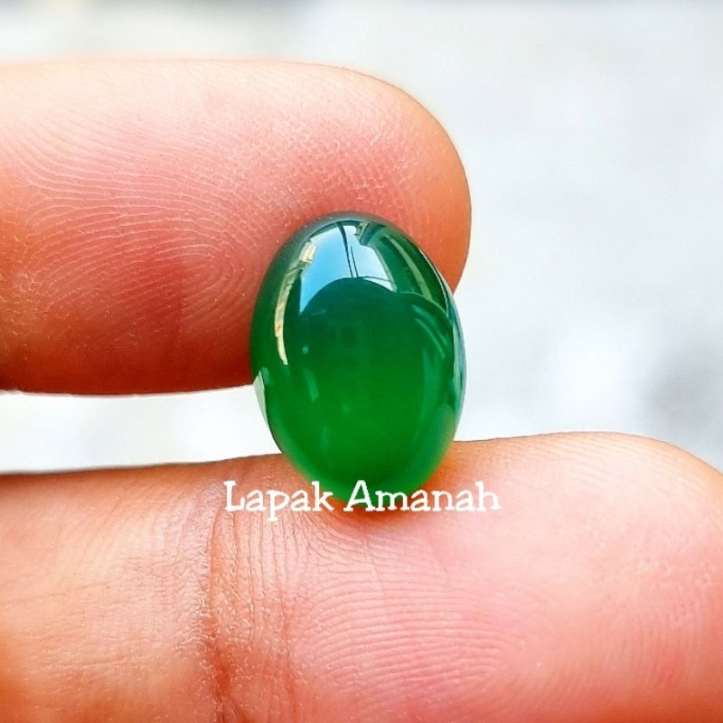 Batu Akik Asli Natural Green Chalcedony/Bacan/Hijau Garut Minimalis