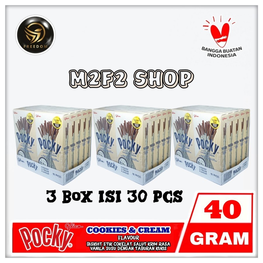 

Glico Pocky Cookies & Cream Flavour | Biskuit Stik Cokelat Salut Krim Vanila Susu Kukis - 40 gr (Kemasan 3 Box)