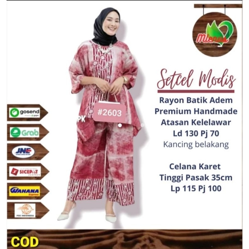 Setelan Celana Wanita Batwing Modis Kekinian Batik