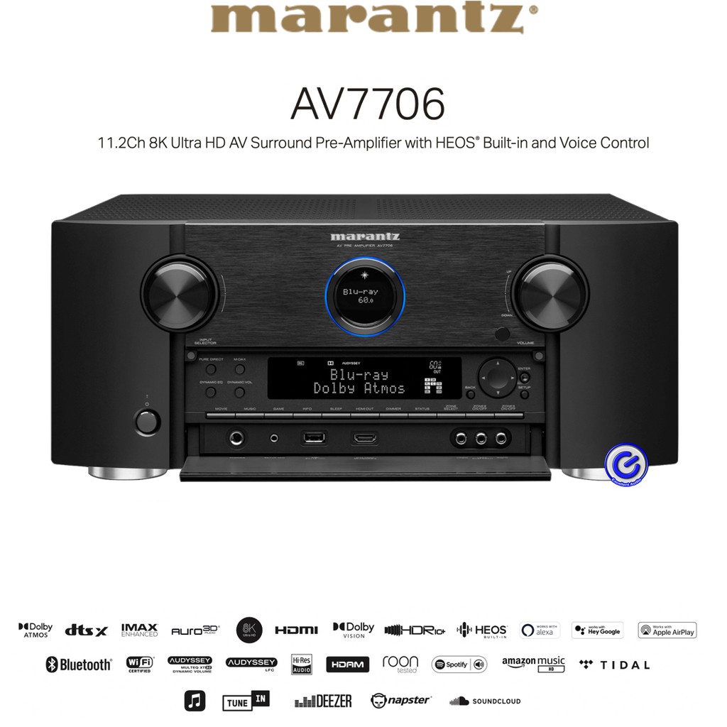 Marantz AV7706 Dolby Atmos DTS X Home theatre surround processor pre amplifier