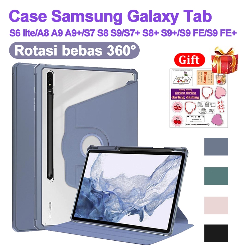 Casing Samsung Galaxy Tab S6 Lite/Tab A8 A9 Case/Tab S7 S8 S9 Case 720° Rotate Tablet Holde Samsung Galaxy Tab S7 Plus S8 Plus S9 Plus A9 Plus Case/Tab S9 FE Case/Tab S9 FE Plus Magnetic Smart With Slot Pen Auto Lock Wake Up Acrylic Clear Protective Case
